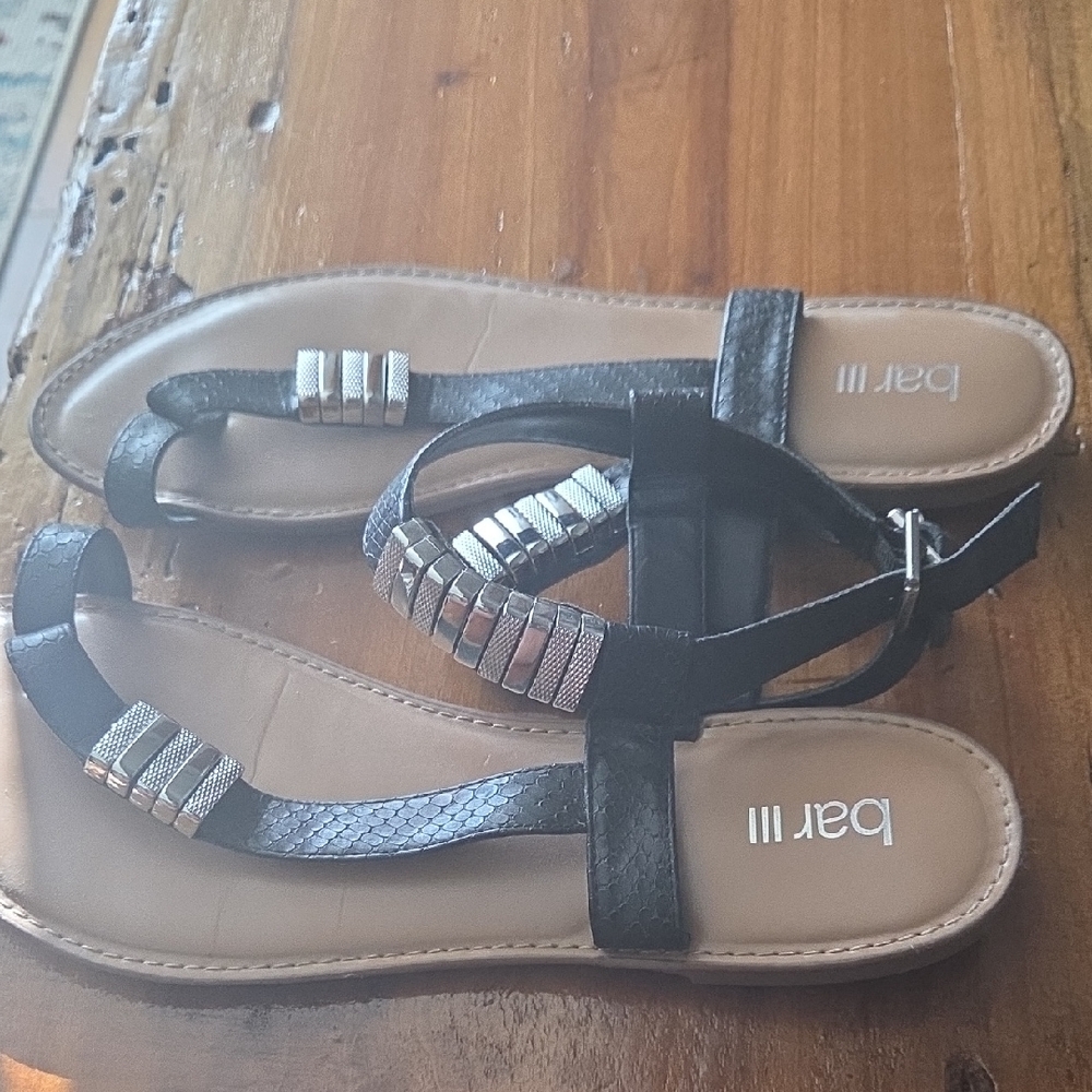 Bar III Black Sandals with Silver Accents